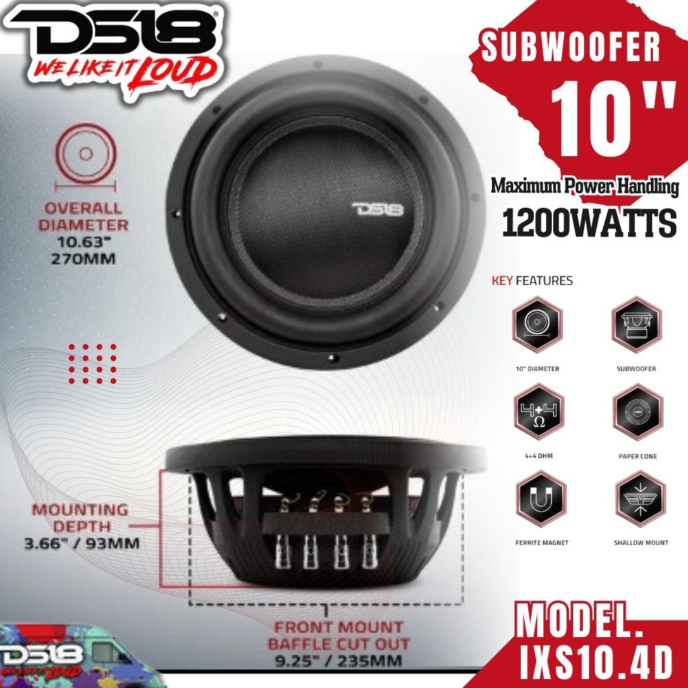 ซับวูฟเฟอร์10" DS18 ISX10.4D SUBWOOFER ของแท้ ราคา1ดอก