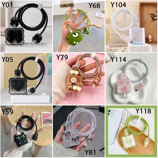 ฝาครอบป้องกันสายชาร์จ ลายดอกไม้ 3D สไตล์เกาหลี Power Adapter 20W สำหรับ For iPhone ตัวป้องกันสายชาร์จเพื่อป้องกันสายขาด