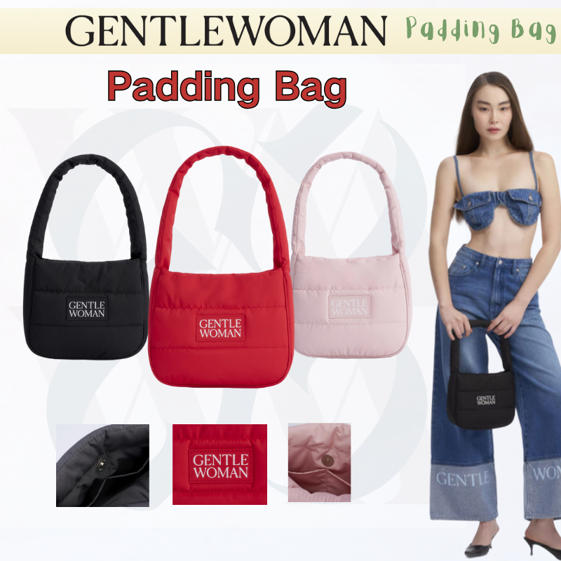 แท้ Gentlewoman Padding Bag : PINK/RED/BLACK Tote Bag mini puffy bag กระเป๋าสะพาย