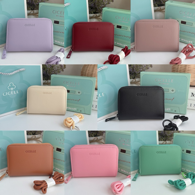 8 สี พร้อมกล่อง กระเป๋าสตางค์ CICELLE ของแท้✅ คล้องคอ น้องเทป📼 พร้อมสายคล้อง ถอดได้ 8021