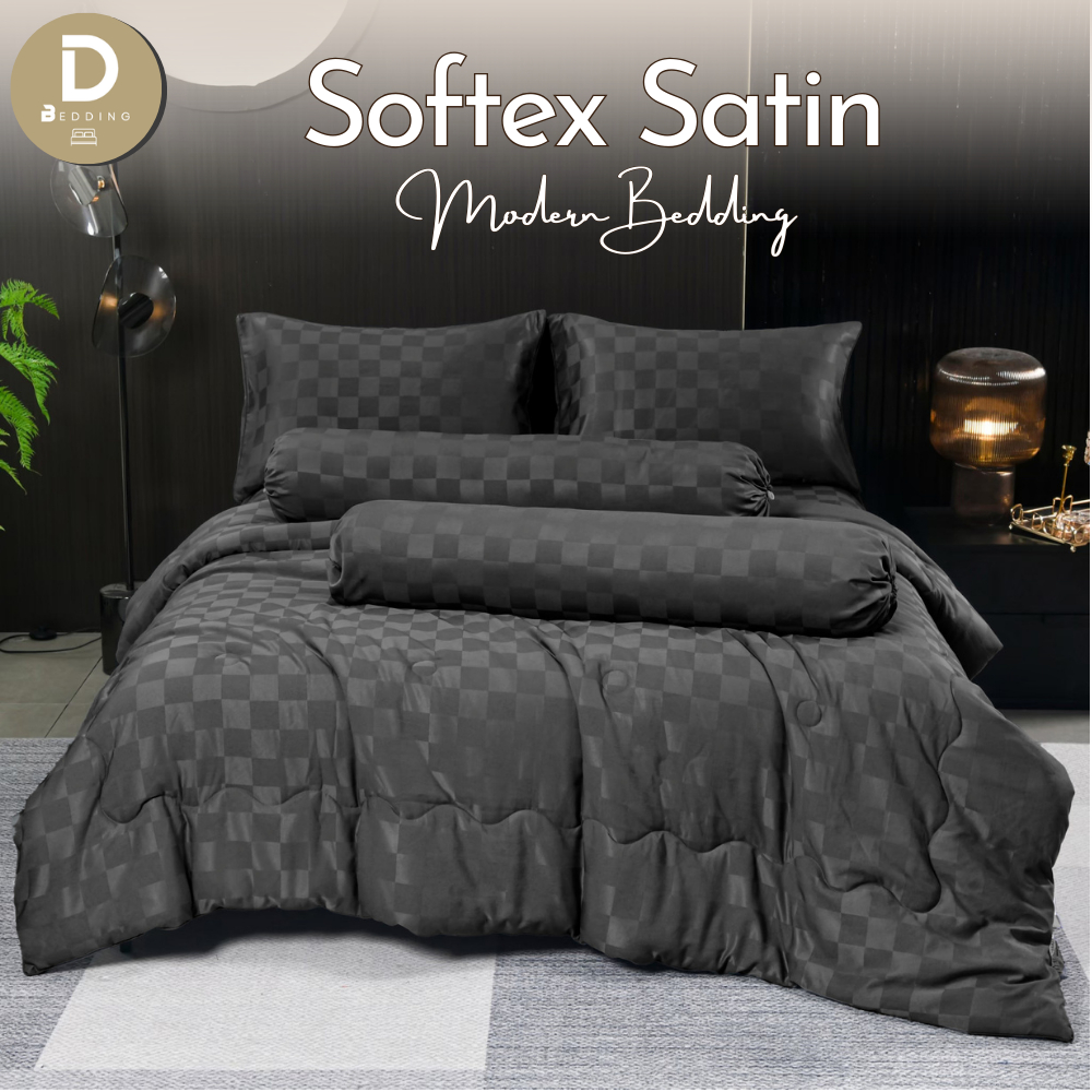 Dbedding รุ่น Softex Satin ชุดเครื่องนอนซาตินพรีเมี่ยม งานทอสลับด้านทั้งผืน ผ้าลื่นเย็นสบายมาก!! เซ็ต 6 ชิ้น [ZP]