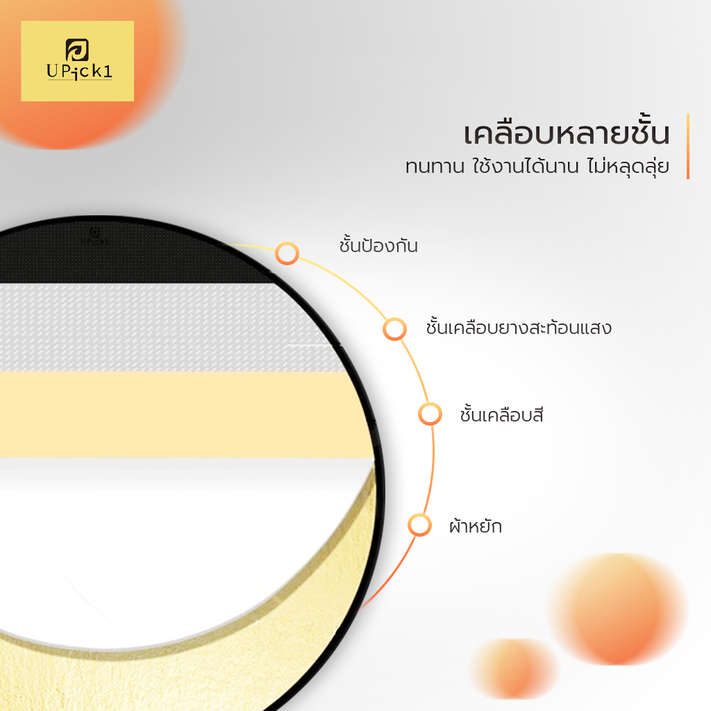 UPick1 แผ่นรีเฟล็กซ์ สะท้อนแสง 5in1/Reflector 5สีในตัว ฟรีถุงพกพา Multi Functional Collapsible Light Reflector