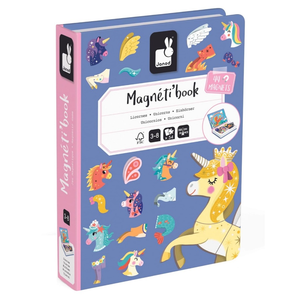 JANOD, Magneti'Book, Unicorns สมุดแม่เหล็กตัวต่อยูนิคอร์น เสริมจินตนาการ สำหรับ 3-8 ปี ลิขสิทธิ์แท้