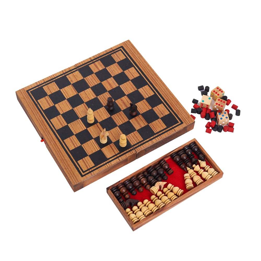 เกมไม้ ชุด3IN1หมากรุกไทยกระดานไม้ ขนาด L 39.5x37.5x2.8cm