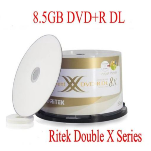 DVD+R DL 8.5GB Ritek 8X WHITE Inkjet Printable (pack 50.)