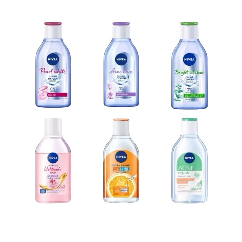 NIVEA Micellar Water 125 - 400 ml. นีเวีย เช็ดเครื่องสำอาง ไมเซล่า คลีนซิ่ง วอเตอร์ แอคเน่ ซี โรซี่ ฮอกไกโด 400มล.