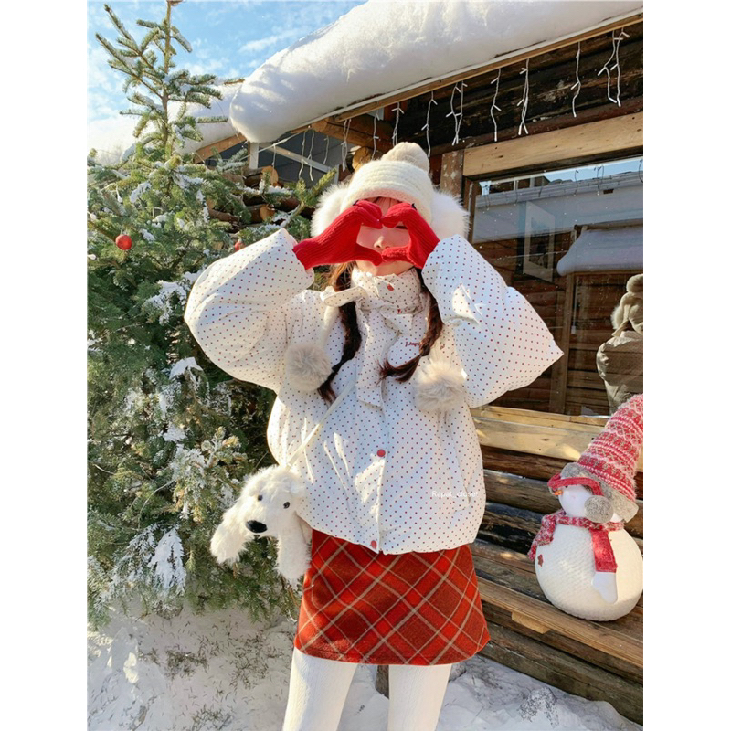 ❤️🧣New Red Polkadot🧣❤️ พร้อมส่ง เสื้อกันหนาวเสื้อโค้ท ลายจุด