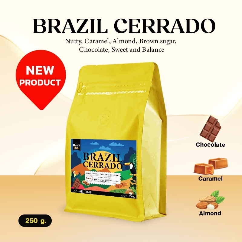 [ส่งฟรี] เมล็ดกาเเฟคั่ว Brazil Cerrado by KafaeThai  ขนาด 250 กรัม รูปที่ 6