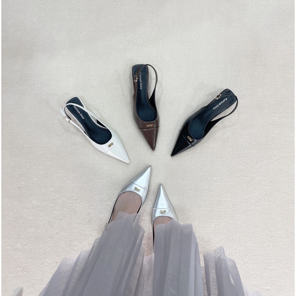 รองเท้ารัดส้น  หัวแหลมHigh Heels ส้นสูง 1นิ้ว รองเท้าKaimook sissy 3770-9