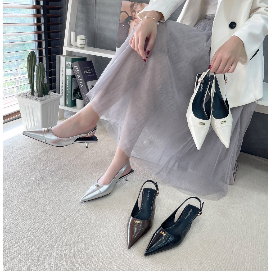 รองเท้ารัดส้น  หัวแหลมHigh Heels ส้นสูง 1นิ้ว รองเท้าKaimook sissy 3770-9