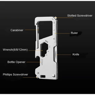 EDC T34 พวงกุญแจสเตนเลสสตีล มีดพับอเนกประสงค์ เครื่องมือกลางแจ้งพกพา