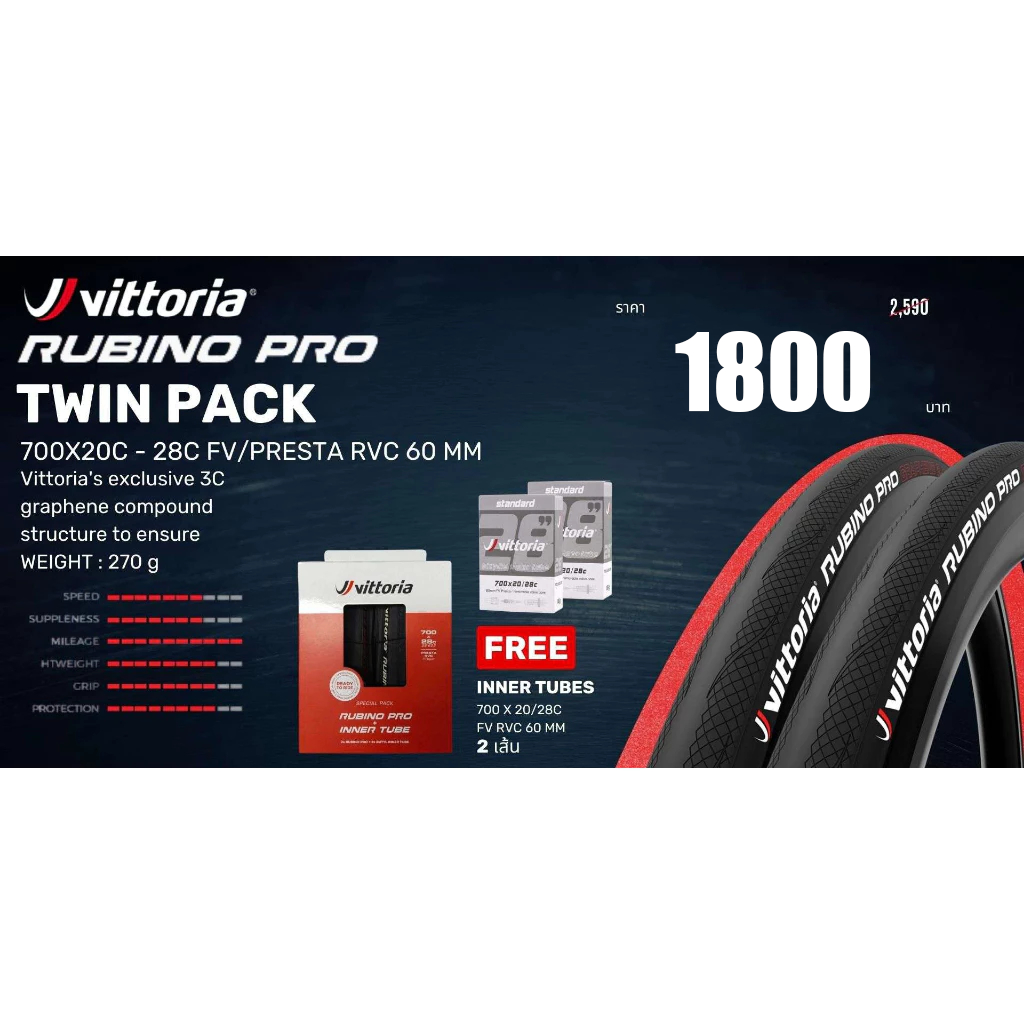 ยางนอก VITTORIA รุ่น Rubino Pro Graphene 2.0  ขอบพับ Limited Offer