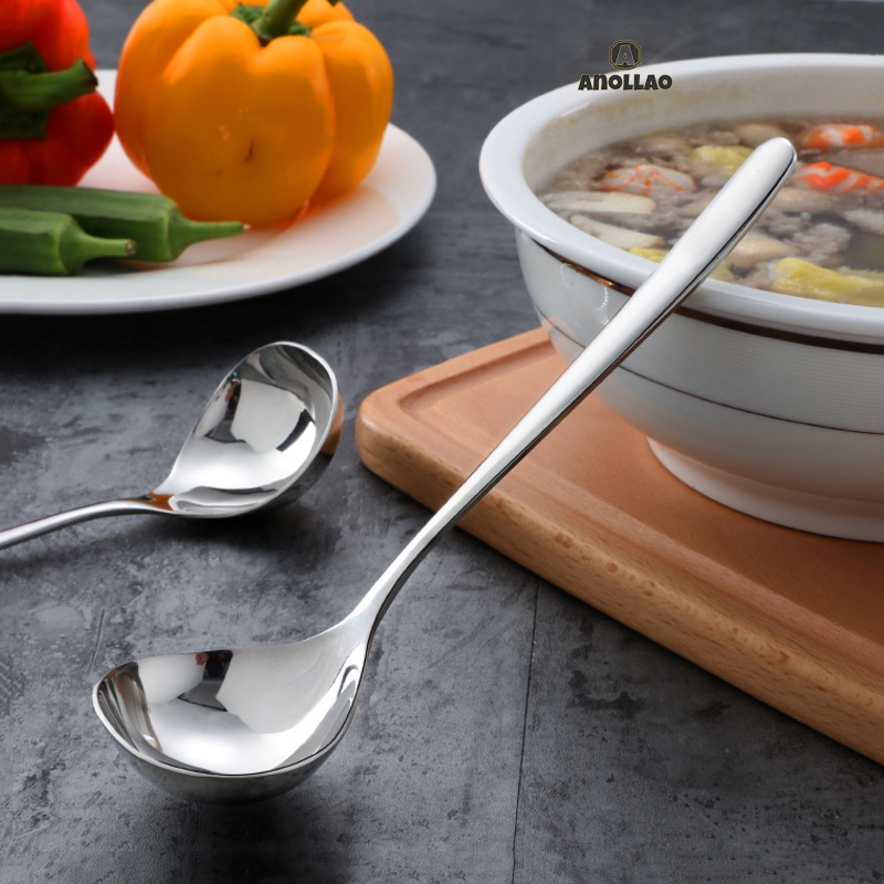 ช้อนสแตนเลส ช้อนกลาง ช้อนตักซุป เกาหลี เงินทอง สแตนเลส ช้อนซุป ทัพพี ช้อนญี่ปุ่น ✨Anollao