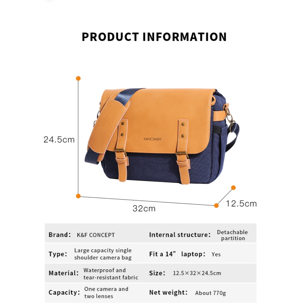 กระเป๋ากล้อง K&F Shoulder camera bag DSLR น้ำหนักเบา (KF13.062V1)