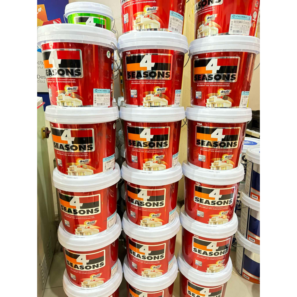 สีทาบ้านโฟร์ซีซั่นส์ 4Season ชนิดด้าน สีสั่งผสมใหม่ ภายนอกและใน ทาบ้าน อาคาร 9 ลิตร (2.5GL) ราคาถูก