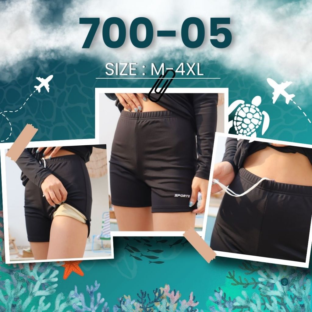 summer story 700-05 กางเกงว่ายน้ำมีซับ มีเชือกให้ผูก ผ้ากัน UV ใส่ได้ทั้งผู้หญิง  หรือ ผู้ชาย Size M-4XL