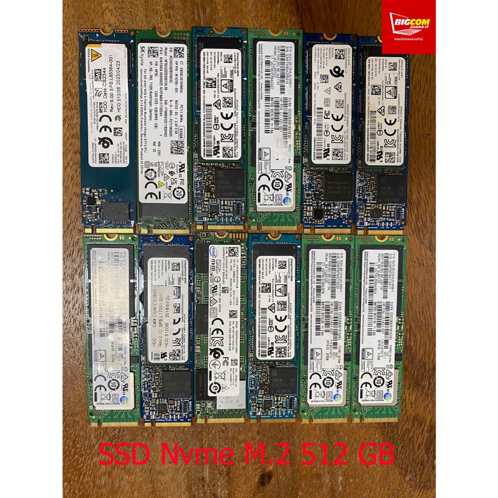 SSD M.2 Nvme 512/256 GB คละยี่ห้อ Intel ,toshiba,Samsung,WD มือสองถอดจากเครื่อง