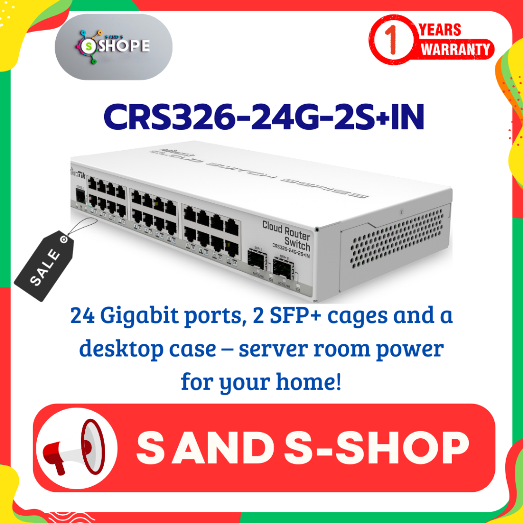 Mikrotik CRS326-24G-2S+IN⚡️ส่งไว⚡️รับประกัน 1 ปี⚡️ออกใบกำกับภาษีได้⚡️🔥สั่งซื้อได้เลย🔥