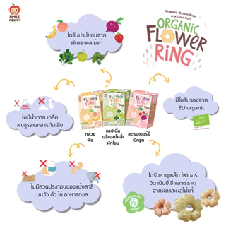 Apple Monkey พัฟข้าวกล้องออร์แกนิกผสมผักและผลไม้ 1กล่อง(3ซอง)30กรัม