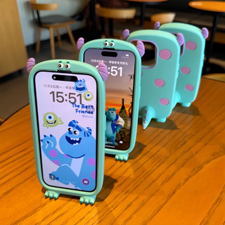เคสซิลิโคนมอนสเตอร์ ซัลลีย์ เคสนิ่ม หางตั้งได้ for iPhone 7plus 11'12'13'14'15'16'PRO'MAX 16PROMAX'16PLUS'15Promax'16pro