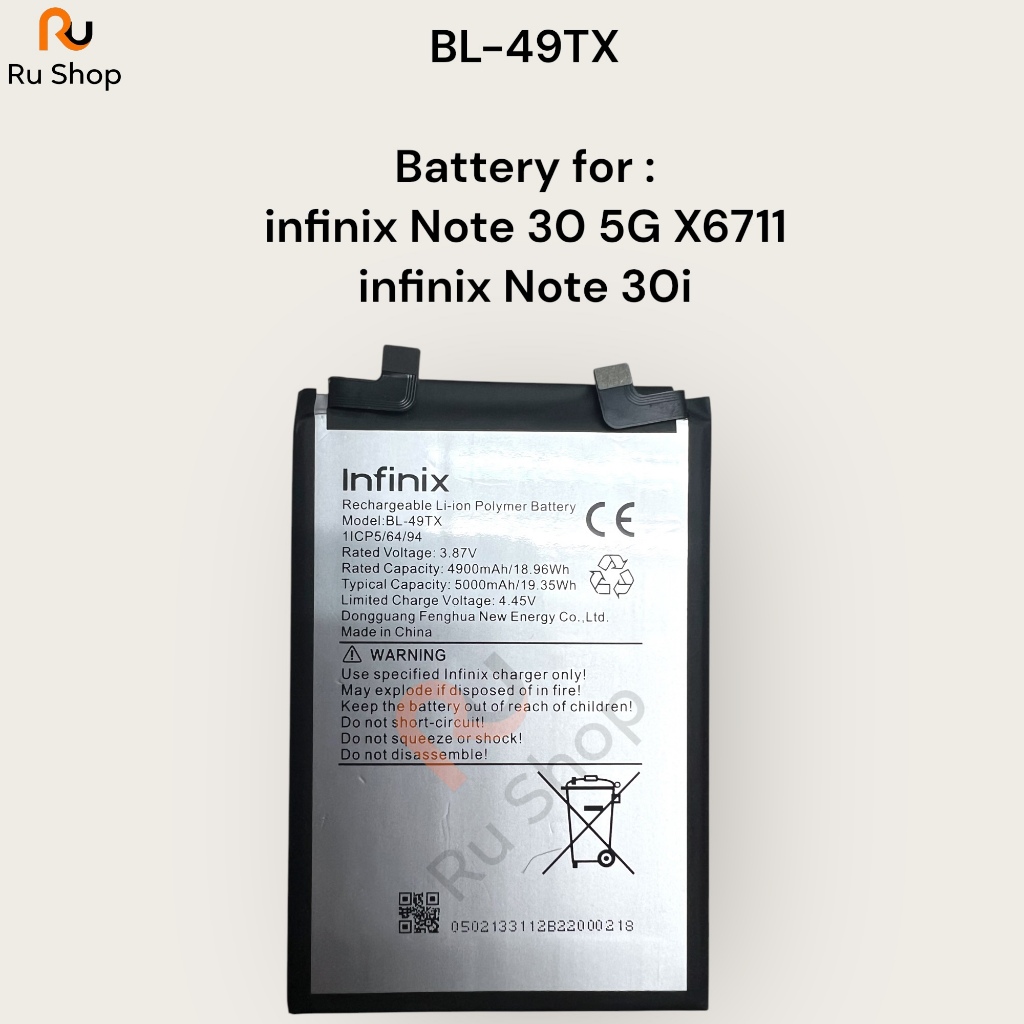 แบตเตอรี่ infinix Note 30 5G X6711 / infinix Note 30i X6716 BL-49TX 5000mAh ส่งจากไทย