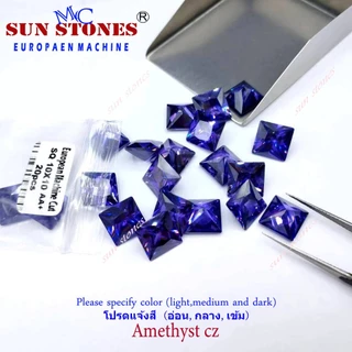 Czเพชรรัสเซียสีๆ พลอยCZ Princess Shape Color CZ, พลอยรูปสี่เหลี่ยม เจียระไนเหลี่ยมเพชร ไซส์ 2X2 ถึง 7X7