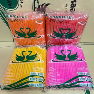 [ห่อฟิล์ม] หลอดงอ 8 มิล (8x240มม.) ตรา TWINS คละสี บรรจุ 250 เส้น/แพ็ก
