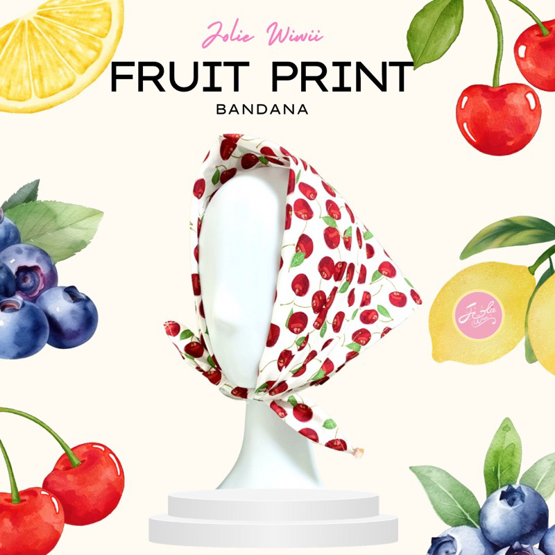 Jolie Wiwii ผ้าโพกผมลายดอกไม้ หัวใจ ผ้าสี่เหลี่ยม ผ้าเช็ดหน้าน่ารัก