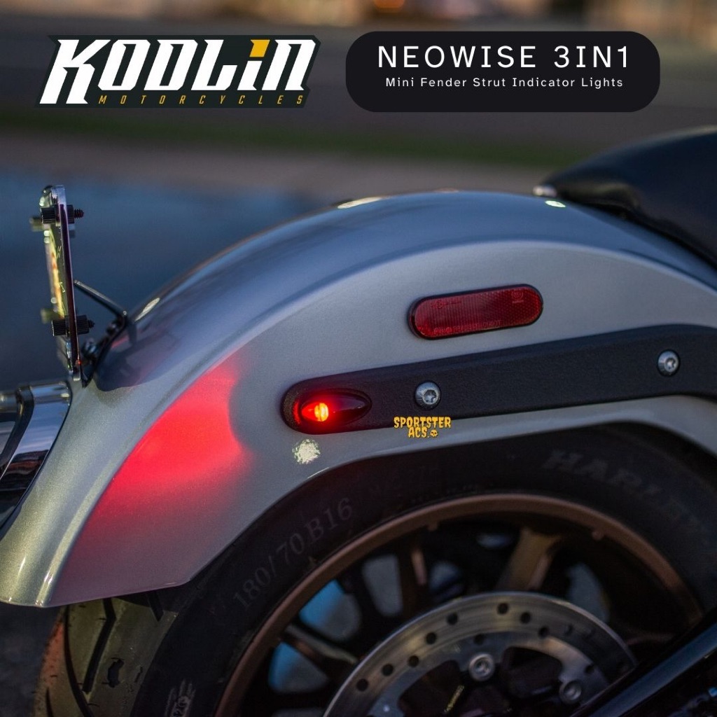 Kodlin - Neowise 3-1 Mini Fender Idicator ไฟเลี้ยวจิ๋ว บล๊อคตรงรุ่นแป้นเดิม Harley