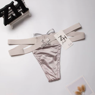 ZH.314กางเกงชั้นในจีสตริงหลังโบว์ผ้าซาติน บิกินี่เซ็กซี่ G-String