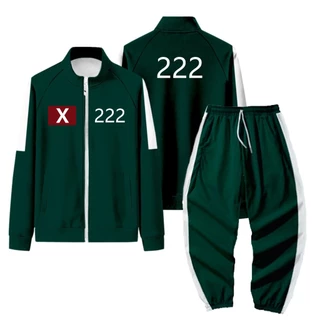 ชุดวอร์ม SQUID GAME ชุดวอร์มแฟชั่น (เสื้อ+กางเกง+ตัวเลข+ป้ายX O) พร้อมส่ง
