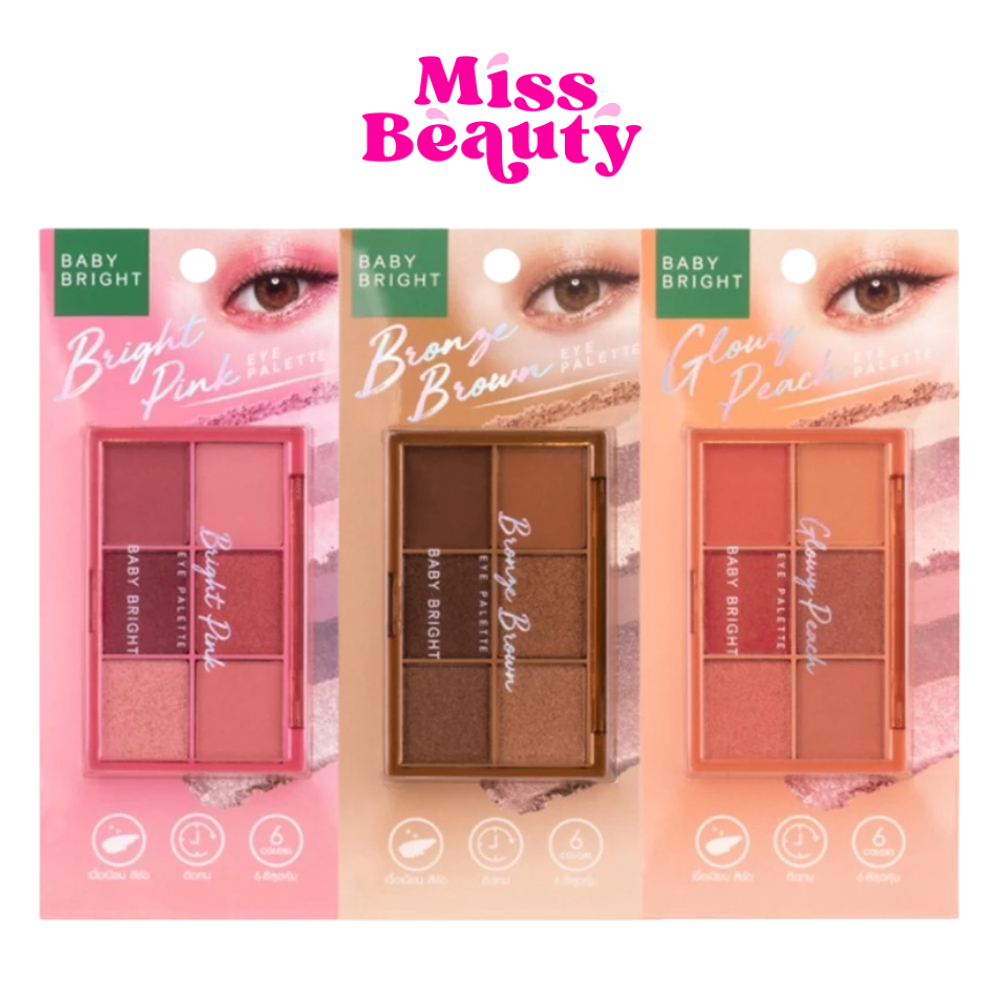 Baby Bright Eye Palette เบบี้ไบร์ท อาย พาเลท อายแชโดว์ 6 เฉดสี ในตลับเดียว แมทท์&ชิมเมอร์&กลิตเตอร์ 0.7 กรัม x 6 สี