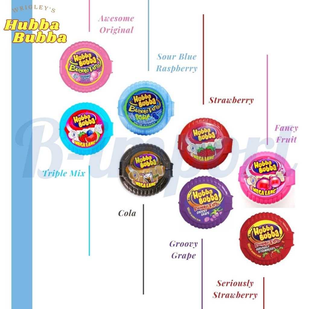 Wrigley's Hubba Bubba bubble  Mega Lang หมากฝรั่งตลับเมตร 8 รสชาติ สหรัฐอเมริกา