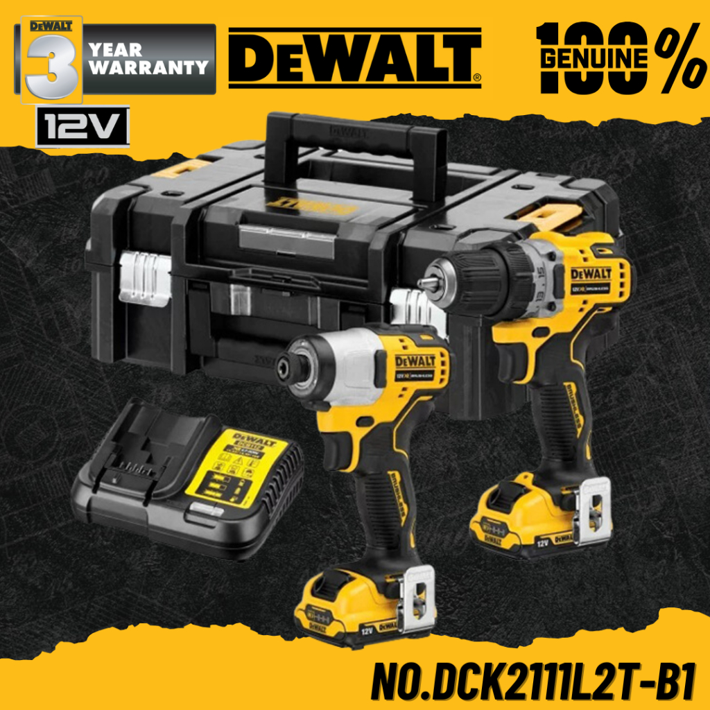 DEWALT ชุดสว่านกระแทก+ไขควงกระแทก 12V MAX No.DCK2111L2T-B1