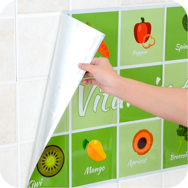 สติ๊กเกอร์ติดผนังกันน้ำมันสำหรับห้องครัว เช็ดทำความสะอาดง่าย สินค้าพร้อมส่งในไทย