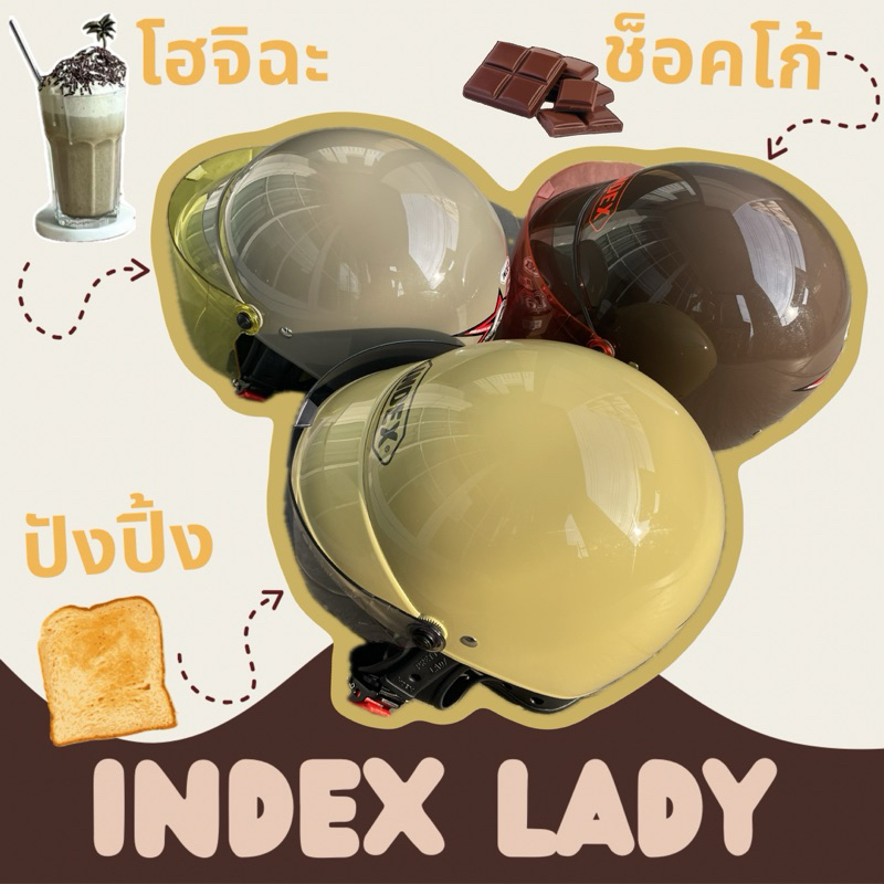 หมวกกันน็อคครึ่งใบ Index lady {แถมกระจกหน้า เลือกสีได้ } รูปที่ 7