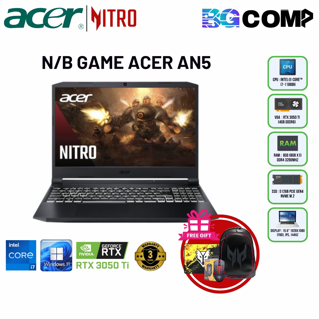 N/Bgame Acer AN515-57-7277/T001 (15.6) Shale Black