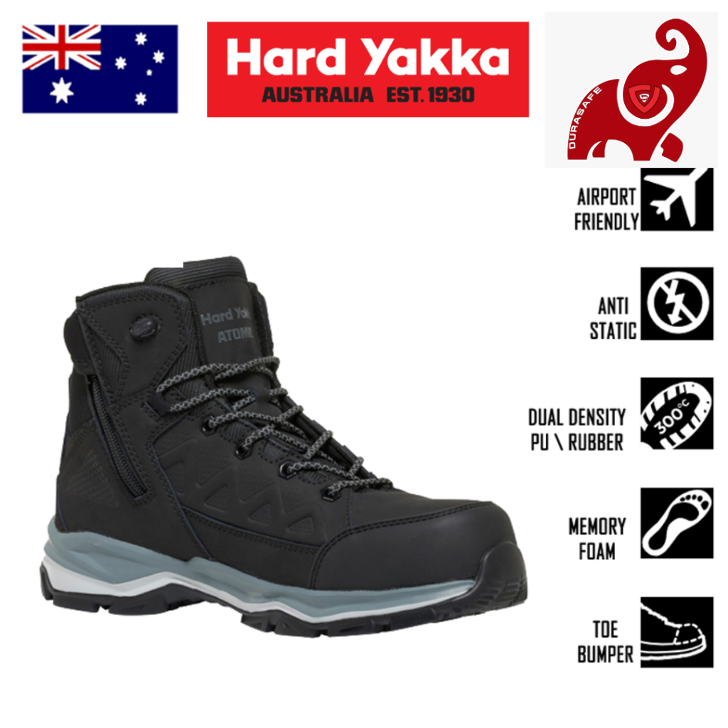 รองเท้าเซฟตี้ HARD YAKKA Y60335 Atomic 7-Inch Hybrid Size-Zip Safety Boot Black