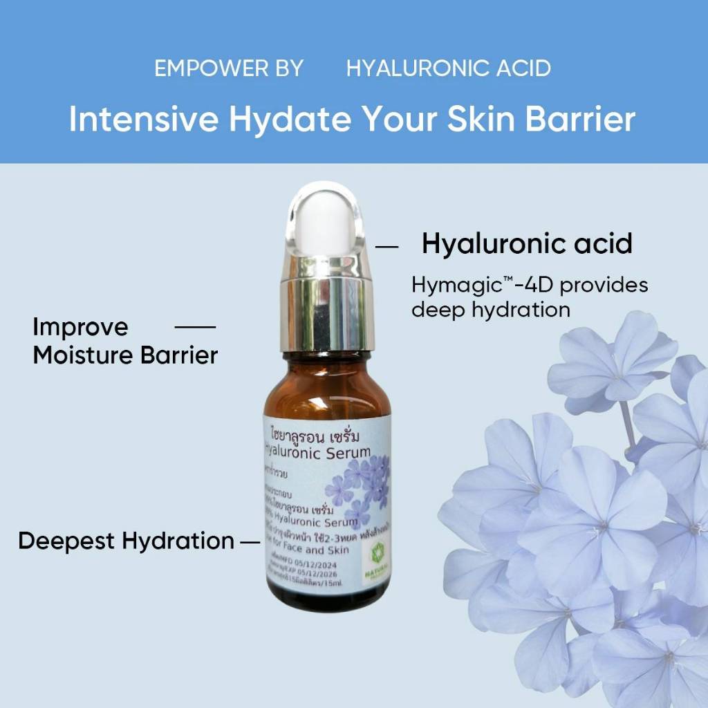 ไฮยาลูรอน เซรั่ม สำหรับใบหน้า และผิวแพ้ง่าย Hyaluronic Serum for Face and Sensitive Skin ไฮยาลูรอนิค Hyaluronic Acid