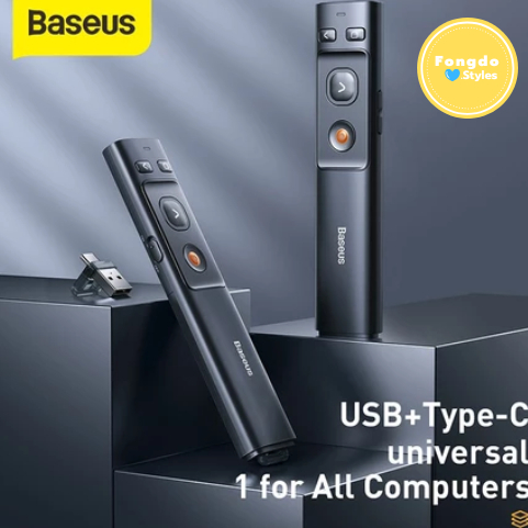พร้อมส่ง🔥 Baseus รีโมทพรีเซนไร้สาย Type c + USB Wireless Remote Control Presentation Laser Pointer P