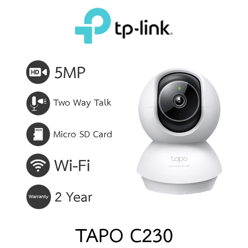 TP-Link กล้องวงจรปิด Pan/Tilt AI 5MP WiFi พูดคุยโต้ตอบได้ รุ่น Tapo C230