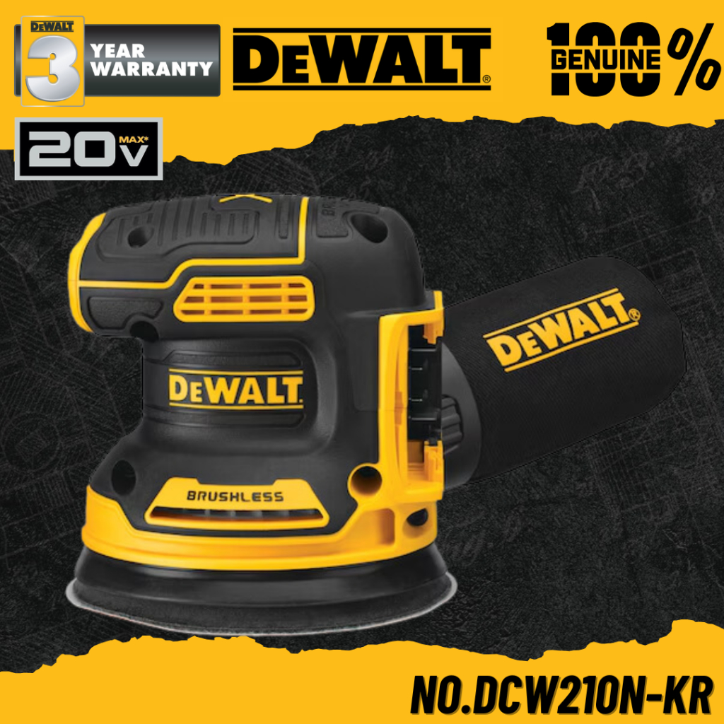 DEWALT เครื่องขัดกระดาษทรายไร้สาย 125 mm. 20V No.DCW210N-KR (เครื่องเปล่า)
