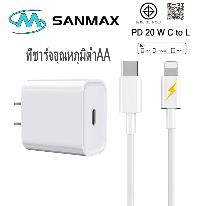 สายชาร์จ pd 20w 3a Typec หัวชาร์จ usb c ชุดชาร์จ ชาร์จเร็ว fast charging (type c to L)1เมตร  2เมตร AA รับประกัน 1 ปี