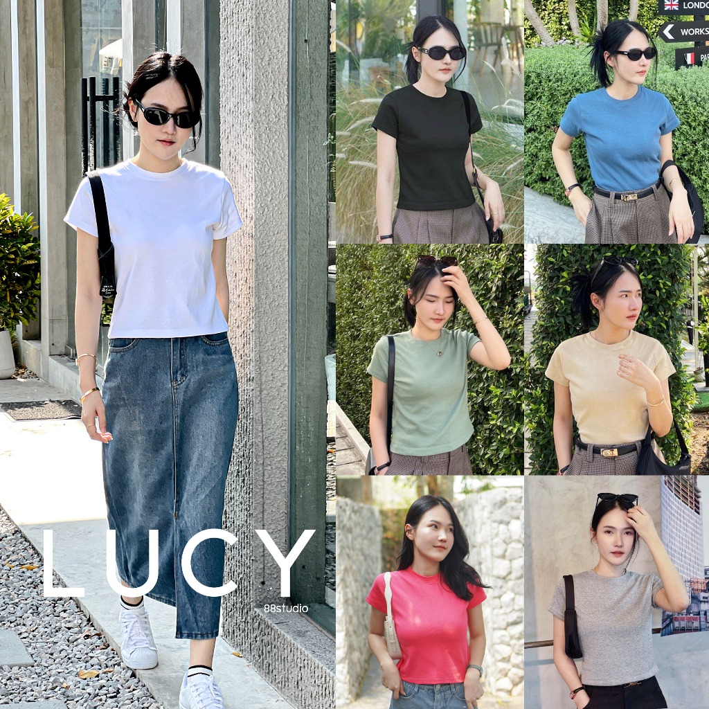 [D2] Lucy เสื้อยืดพรางหุ่น ทรง Slim งานเวียดนาม ทรงสวยจึ้ง