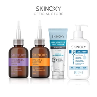 [เซ็ตคู่ดูแลผิว] SKINOXY Pro Booster Serum ขนาด 30ml. และ Aloe Vera Gel & Cleanser (เลือกสูตรได้)