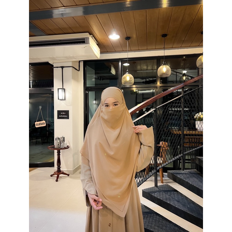 khimar(ผ้าคลุมชีฟองสวมสองชั้นปิดหน้าในตัวทรงฝรั่งเศษอาหรับ)