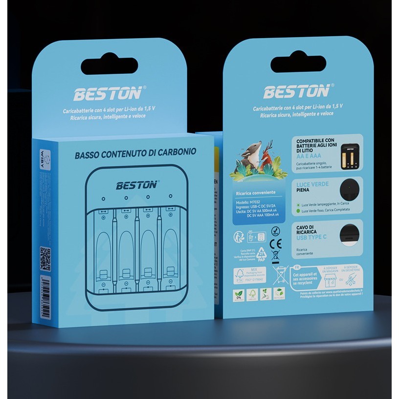 ถ่านชาร์จ BESTON AA 1.5v Li-ion 1850mAh เครื่องชาร์จ BST-M7032 Beston 1.5v Li-ion Battery