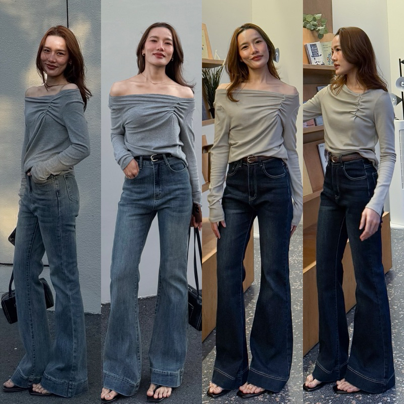 ”Foggy Jeans“ (ป้ายBAVE) ยีนส์ขาม้าเอวสูงปี้ด เก็บเอวสะโพกเข้ารูปทรงสวยมาก