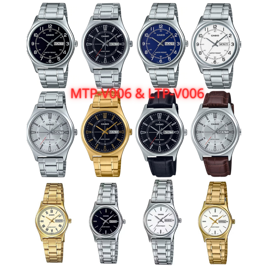 (กล่องดำ)แท้ศูนย์ Casio นาฬิกาข้อมือผู้หญิง รุ่น MTP-V006D MTP-V006 LTP-V006 LTP-V006D ของแท้ 100 % 