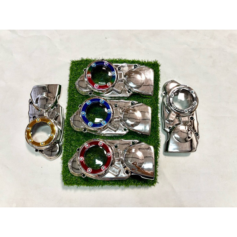 ครอบเครื่อง ครอบจานไฟ รุ่น แดช เก่าปี97 แดชใหม่ปี 98 / LS'125 และLSปี2000 ชุบสีเงินเจาะใส